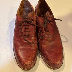 Vintage Peeples made in Italy handmade brown leather lace up flats Sz. 8